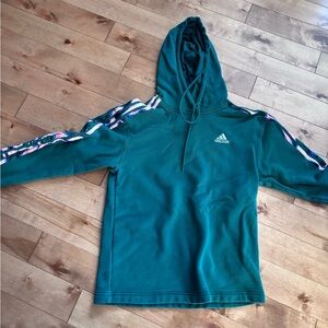 Adidas woman’s teal hoodie with pink and blue tie dye stripes